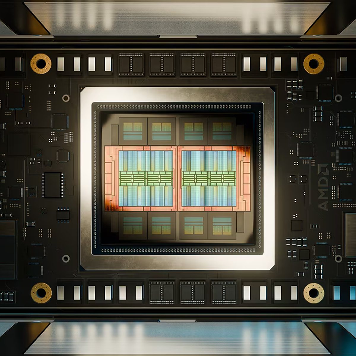 AMD Instinct MI350 series accelerator, top view